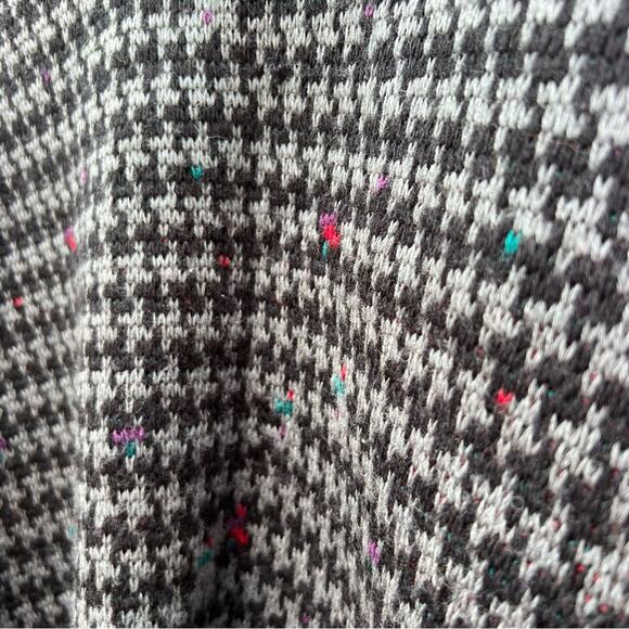 VTG 80s Boundary Waters Black Houndstooth Moody Blue Red accent Wool Blend LARGE - Picture 2 of 7